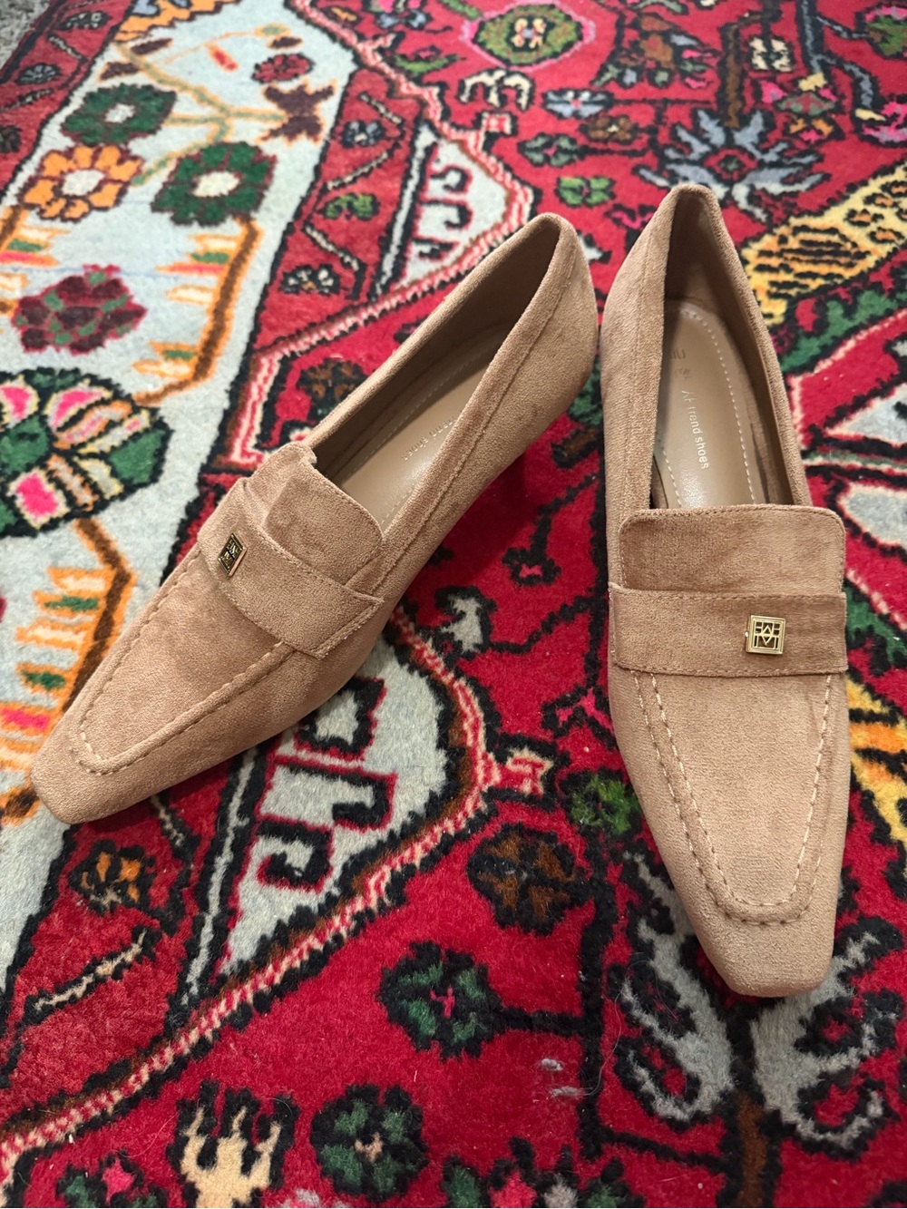 M Trend Shoes Taupe Faux Suede Loafer Pumps Heels Size 39